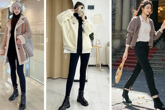 “Quần bó đen + bốt cổ ngắn” là cách phối đồ hot nhất mùa đông, dù bạn có gầy đi chăng nữa thì cũng rất thanh lịch và thời trang