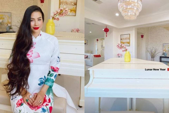 Phạm Hương diện áo dài đón Tết ở Mỹ, khoe biệt thự triệu đô trang trí 'sương sương' khiến dân mạng mê mệt