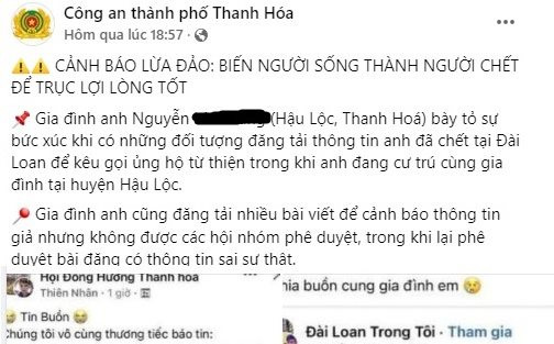 Dựng chuyện một lao động tử vong ở Đài Loan để lừa đảo kêu gọi từ thiện