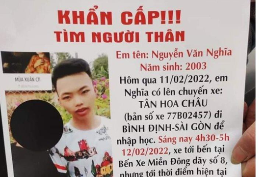 Làm rõ thông tin tìm thấy thi thể nam sinh mất tích khi đi nhập học tại TP. HCM