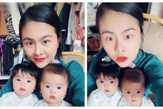 Cặp song sinh nhà Vân Trang bắt trend cực nhanh, đọ tài diễn xuất cực 'lụi tim' cùng mẹ