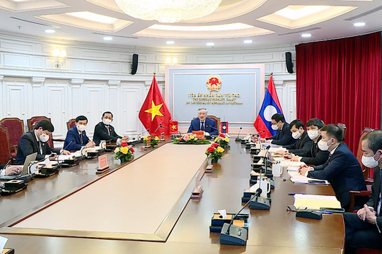 Hội đàm trực tuyến giữa TANDTC Việt Nam và TANDTC Lào