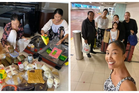 Bố mẹ Đoan Trang sang Singapore thăm nữ ca sĩ, nhìn chiếc vali to tùng đựng những thứ này đủ hiểu thương con cháu cỡ nào