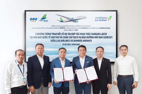 Bamboo Airways ký kết hợp tác khai thác hangar và bảo dưỡng máy bay với Lao Airlines
