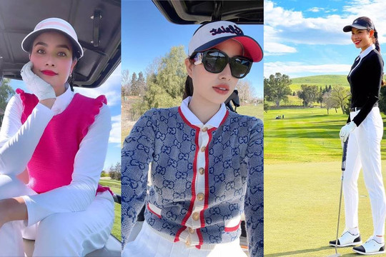 Thời trang đánh golf 'chanh xả' của Phạm Hương phủ kín đồ hàng hiệu, dân tình thấy mà 'choáng ngợp'