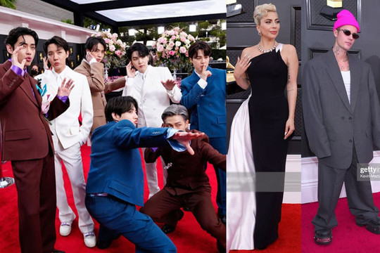 Thảm đỏ Grammy 2022: BTS bảnh bao, Lady Gaga như nữ hoàng, Justin Bieber gây thất vọng lên đồ cực dị
