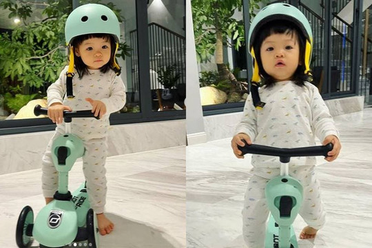 Suchin nhà Cường Đô La lại hóa thân thành 'tay đua', nhóc tì lộ khuôn mặt bầu bĩnh khiến dân mạng 'đốn tim'