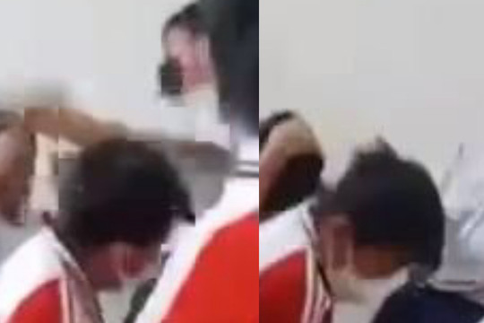 Xôn xao clip thầy giáo liên tục tát, đánh vào đầu, mặt học sinh lớp 7
