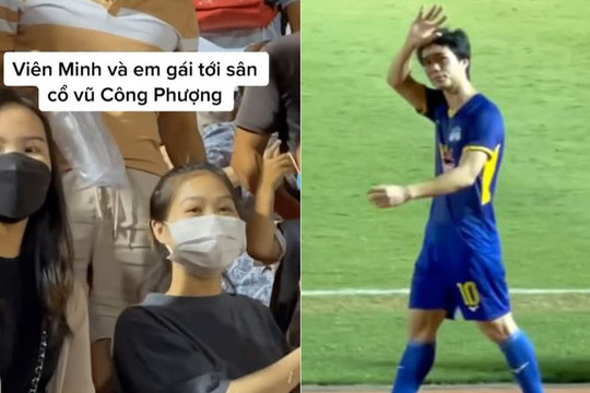 Ra sân cổ vũ Công Phượng, Viên Minh có phản ứng tinh tế khi phát hiện bị quay lén