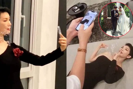 Xuân Lan khoe thiệp cưới của Ngô Thanh Vân và Huy Trần, dân tình bật cười trước màn tạo dáng 'lầy lội' nữ siêu mẫu
