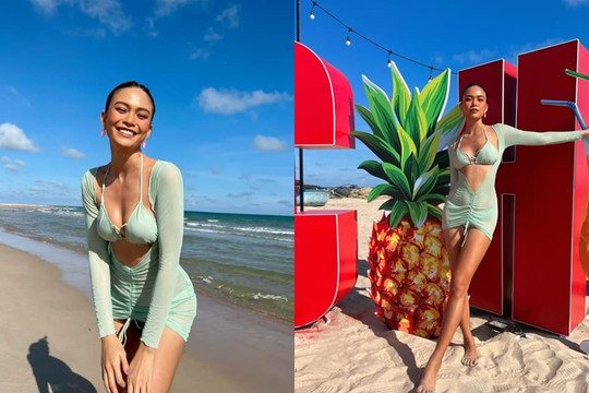 Á hậu Mâu Thuỷ gia nhập đường đua bikini: Lên đồ khét lẹt, nhìn đến cặp 'núi đôi' càng thấy nhức mắt