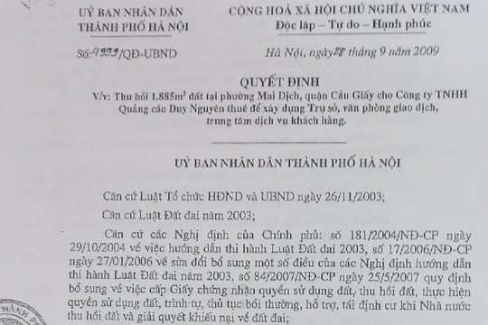 UBND TP Hà Nội chấp thuận những đòi hỏi vô lý của doanh nghiệp?