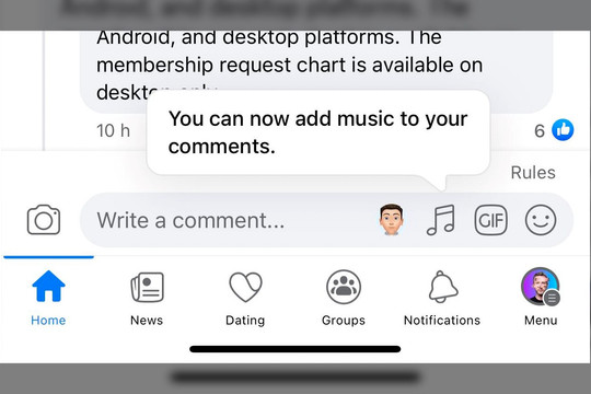 Facebook cập nhật tính năng bình luận bằng nhạc tại Việt Nam