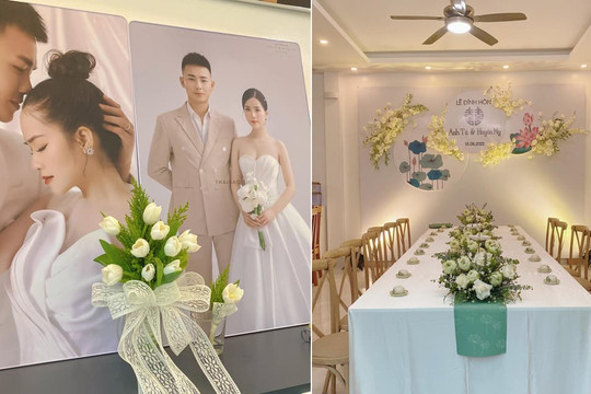 Không gian lễ đính hôn của bạn gái cũ Quang Hải - 'cô chủ tiệm nail' Huyền My và diễn viên Anh Tú