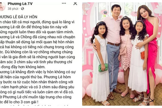 'Hoa hậu ở nhà 200 tỷ' Phương Lê bất ngờ thông báo ly hôn chồng đại gia, khẳng định không có người thứ ba