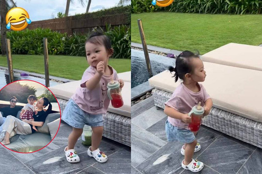 Ái nữ nhà Cường Đô La - Đàm Thu Trang vừa 'quẩy' theo nhạc vừa cầm bình uống nước khiến dân tình phải bật cười