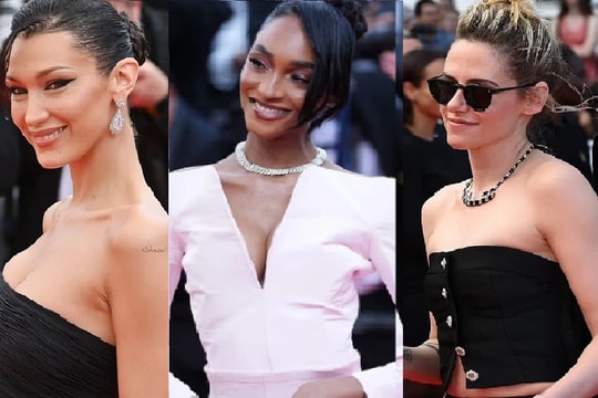 Thảm đỏ LHP Cannes 2022 ngày 8: Kristen Stewart diện mốt 'bung cúc áo', Bella Hadid mặc váy quây 'o ép' vòng một đến ngộp thở