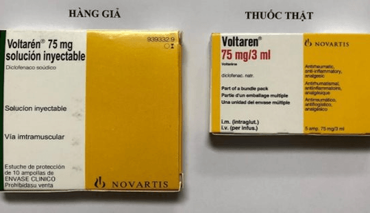 Phát hiện thuốc giảm đau Voltarén 75mg nghi hàng giả bán trên mạng