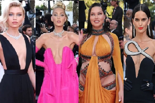 Thảm đỏ LHP Cannes 2022 ngày 9: Loạt thiên thần Victoria's Secret chuộng mốt không nội y, cuộc chiến khoe da thịt bất phân thắng bại
