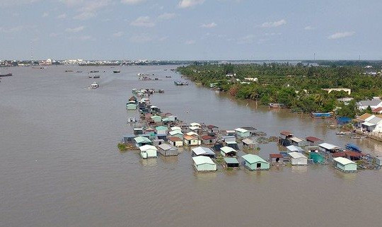 Mực nước sông Mê Công đang cao hơn cùng kỳ khoảng 1,7-2,93m