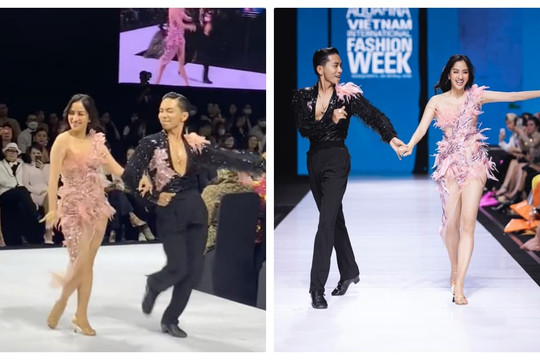 Khánh Thi - Phan Hiển tình ngất ngây, vừa catwalk vừa khiền vũ lấn lướt Bình An - Phương Nga trên sàn catwalk