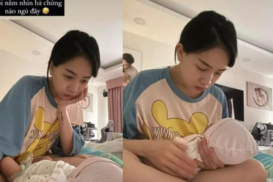 Lộ ảnh con gái Minh Nhựa mặt phờ phạc khi chăm con, mẹ bỉm sữa đều thấu hiểu