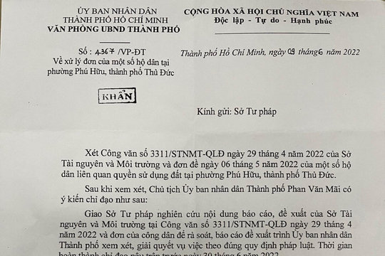 Phản hồi bài “TP HCM: Cần giải quyết thấu tình đạt lý cho dân”: Chủ tịch UBND TP.HCM Phan Văn Mãi đã vào cuộc