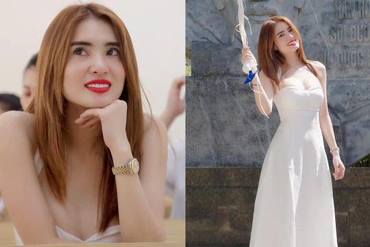 Em gái Công Vinh diện váy gợi cảm khoe vòng một lấp ló khi quay lại trường xưa, gặp bạn đại học cũ