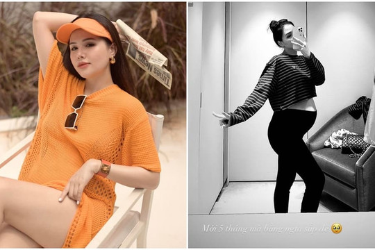 Phanh Lee khoe bụng bầu vượt mặt, 'mới 5 tháng mà bằng người ta sắp đẻ'