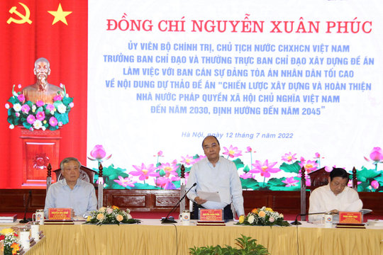 Chủ tịch nước làm việc với Ban Cán sự đảng TANDTC về Đề án xây dựng Nhà nước pháp quyền 