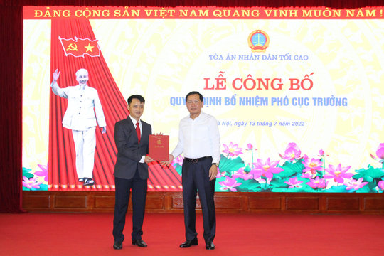 TANDTC trao Quyết định bổ nhiệm Phó Cục trưởng Cục Kế hoạch - Tài chính