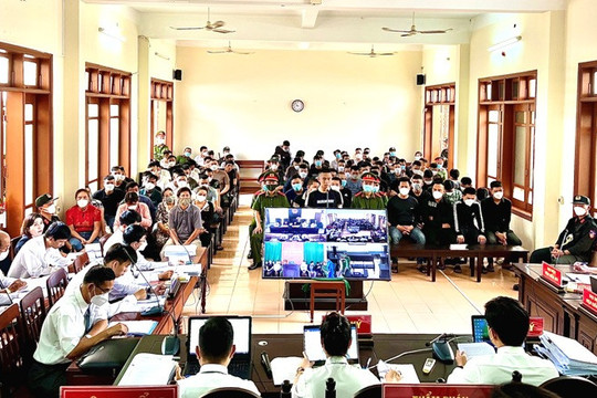 TAND tỉnh Quảng Ngãi xét xử trực tuyến vụ án hình sự có đến 97 bị cáo