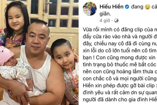 Sau khi tung clip nghi ngờ người lạ bắt cóc con mình, Hiếu Hiền lên tiếng xin lỗi và xóa bỏ mọi hiểu lầm
