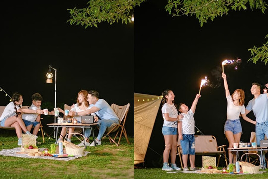 Mạnh Trường tung bộ ảnh cắm trại cùng cả gia đình, khung cảnh đầy lãng mạn và ấm cúng làm bao người phát ghen