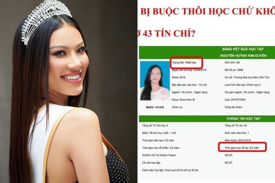 Netizen bất ngờ khui ra Á hậu Kim Duyên đã bị buộc thôi học chứ không phải bảo lưu, còn đưa bằng chứng để làm rõ