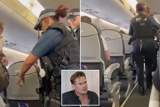 Khoảnh khắc nam ca sĩ Lee Ryan bị cảnh sát bắt giữ vì lăng mạ tiếp viên hàng không