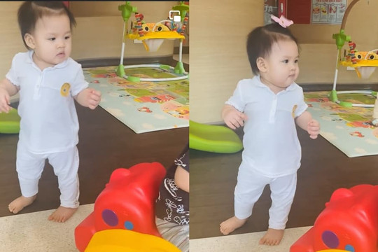 Vy Oanh lầy lội gọi con gái cưng là 'trưởng ban dọn dẹp', nhóc tì cũng thể hiện rõ tính cách năng động qua loạt cử chỉ