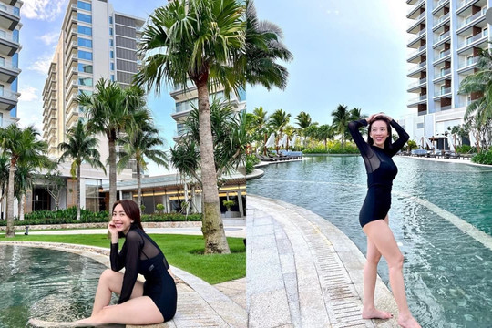 Thu Trang hiếm hoi diện đồ tắm một mảnh khoe dáng, body làm bao mỹ nhân Vbiz phải dè chừng