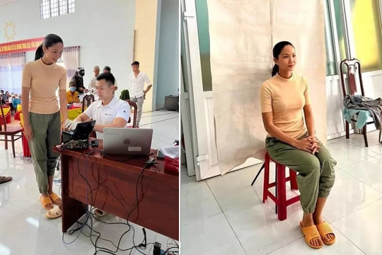 H'Hen Niê để mặt mộc, đi dép tổ ong, mặc đồ giản dị đi chụp ảnh làm căn cước công dân
