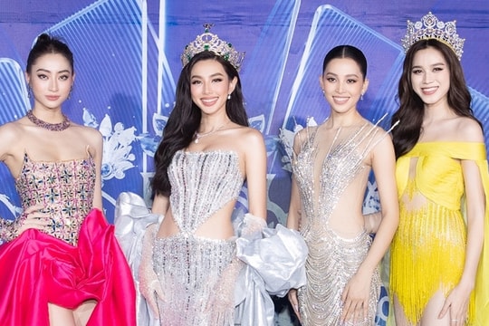 Lương Thùy Linh đọ dáng bên Thùy Tiên, Đỗ Hà, Tiểu Vy tại thảm đỏ chung kết Miss World Vietnam 2022
