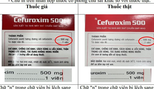 Cục quản lý Dược cảnh báo về thuốc Cefuroxim 500 giả
