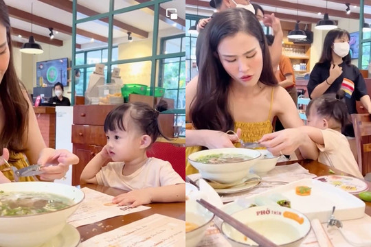 Được đưa đi ăn món yêu thích, Winnie bất ngờ ôm hôn mẹ thắm thiết khiến Đông Nhi cũng tan chảy