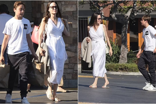 Con trai út của Angelina Jolie hiếm hoi xuất hiện bên mẹ, 14 tuổi đã rất cao ráo và ra dáng đàn ông