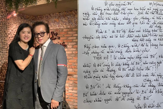 Danh ca Elvis Phương viết thư tay xúc động gửi vợ: 'Bố hãnh diện và mãn nguyện vì Bố đã không chọn nhầm người'