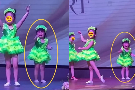 Bé gái vừa múa vừa khóc nức nở trên sân khấu, biết lý do ai cũng ai cũng phải bật cười