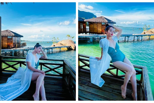Nhật Kim Anh hiếm hoi diện đồ tắm gợi cảm lại còn 'thả thính' ngợp trời