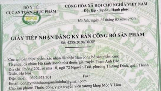 Cảnh báo thuốc gia truyền giả giấy chứng nhận của Bộ Y tế