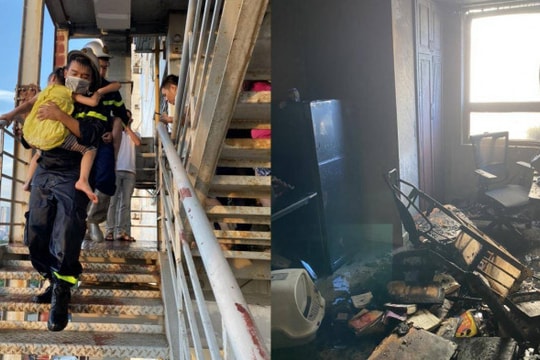 Cảnh sát PCCC cứu 4 người mắc kẹt trong đám cháy tại căn hộ chung cư