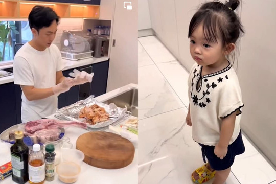 Cường Đô La ra dáng 'bố bỉm' đảm đang hết cỡ, than thở về nỗi khổ khi nấu ăn ngon