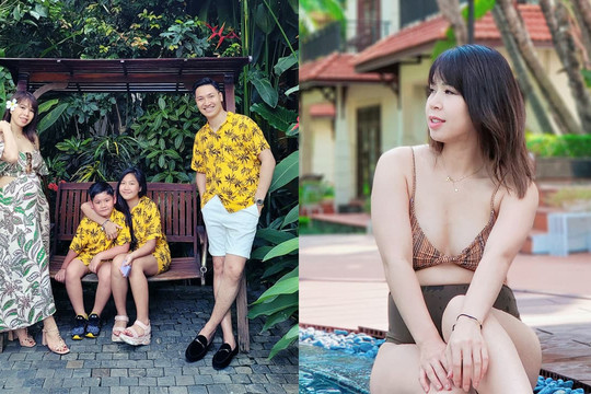 Bà xã Mạnh Trường đi nghỉ lễ cùng gia đình, khoe dáng mẹ bầu gợi cảm ở những tháng cuối thai kỳ khi diện đồ bơi
